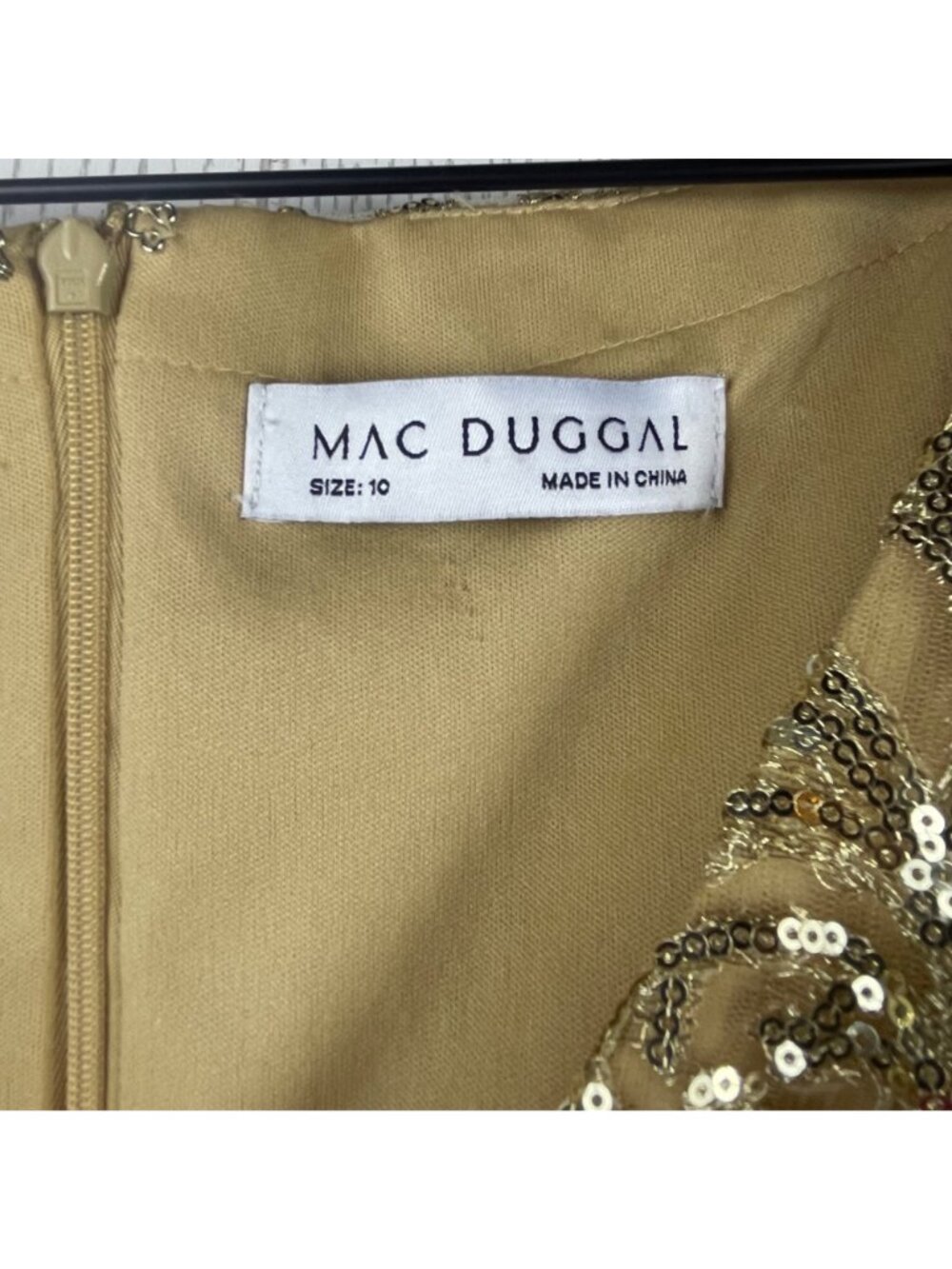 Mac Duggal Gold Sequin Embellished Fit & Flare Dress Size 10 - Picture 4 of 9